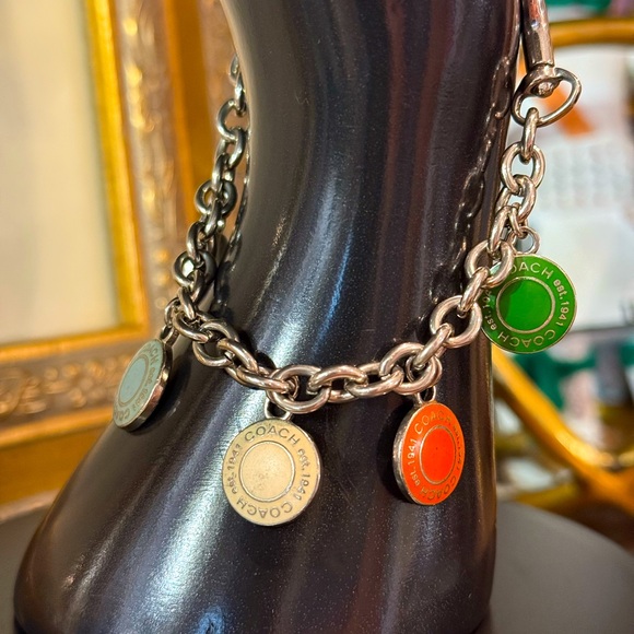 COACH Silver Tone Enamel Charms in a Variety of Colors on Original 9” Chain EUC - Picture 3 of 11